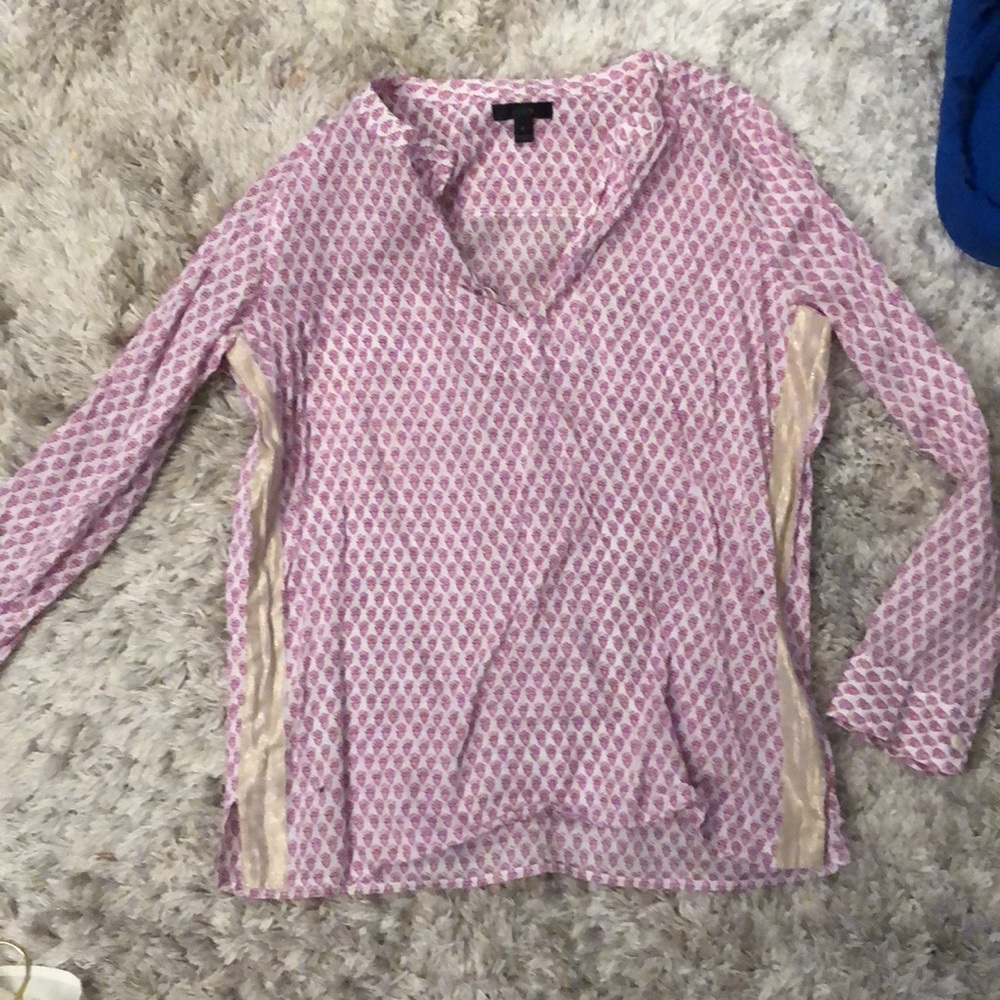 J crew pink printed blouse